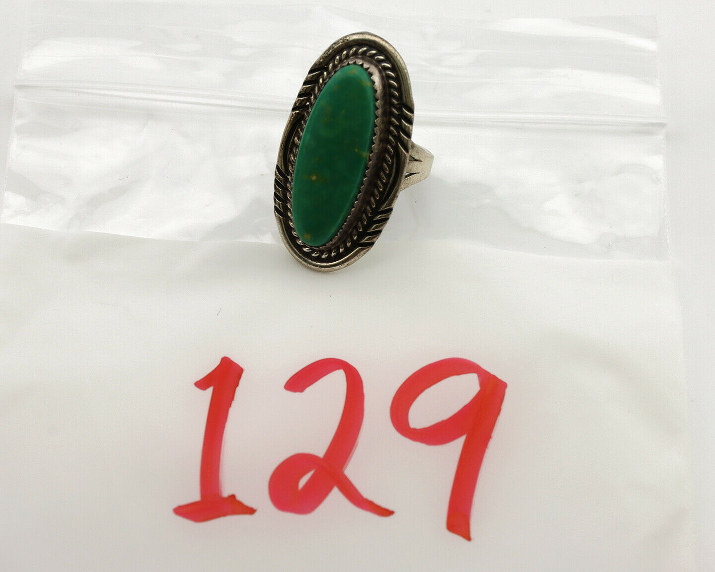 Navajo Ring .925 Silver Nevada Turquoise Artist Signed M Begay C.1980's