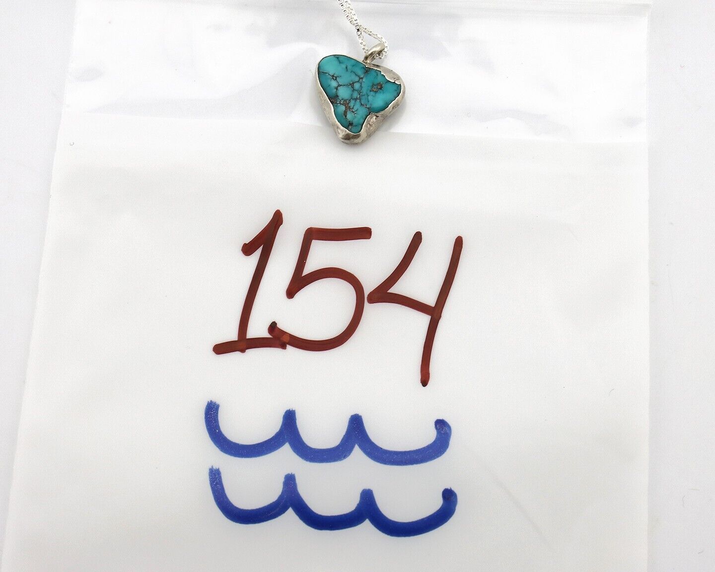 Navajo Handmade Necklace 925 Silver Blue Morenci Turquoise Native Artist C.80's