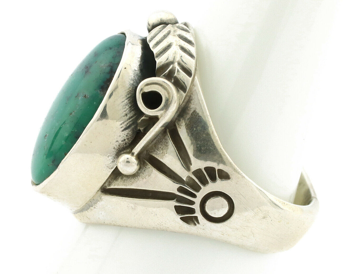 Navajo Ring .925 Silver Crescent Valley Turquoise Native Artist C.80's