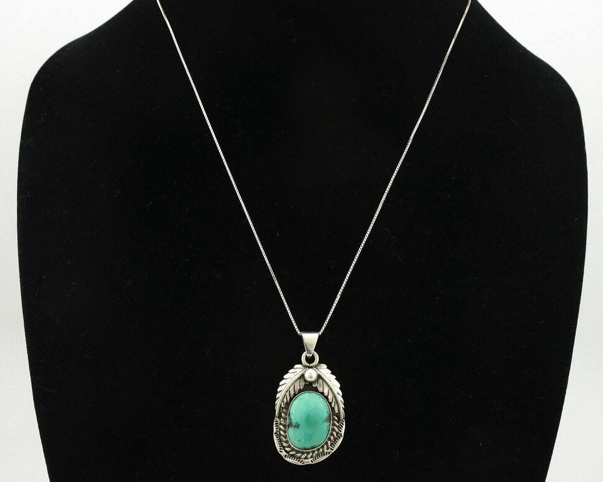 Navajo Necklace .925 Silver Royston Turquoise Artist Signed Sunrise C.80's