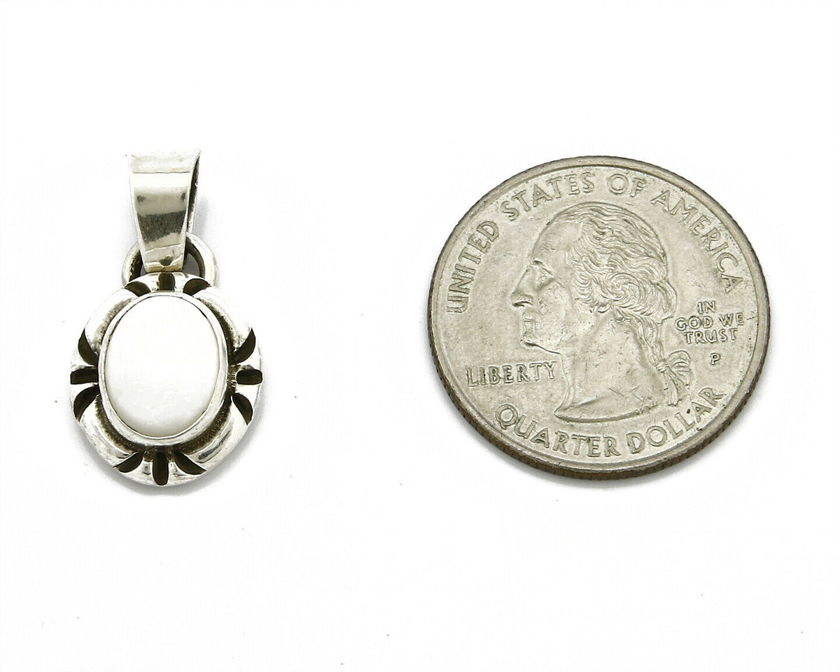 Navajo Hand Stamped Natural Mined MOP in .925 SOLID Silver Pendant