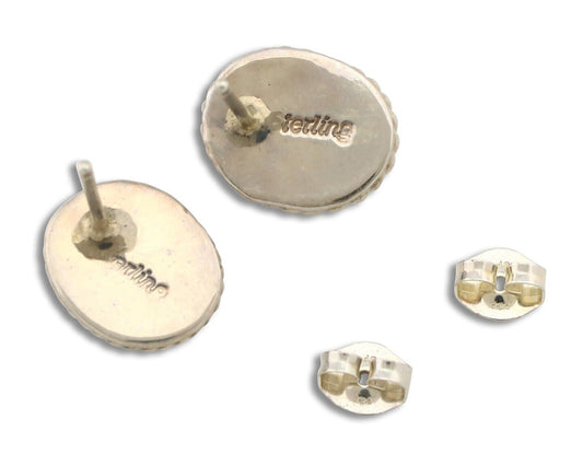 Navajo Earrings 925 Silver Natural Mined Lapis Native American Artist C80s