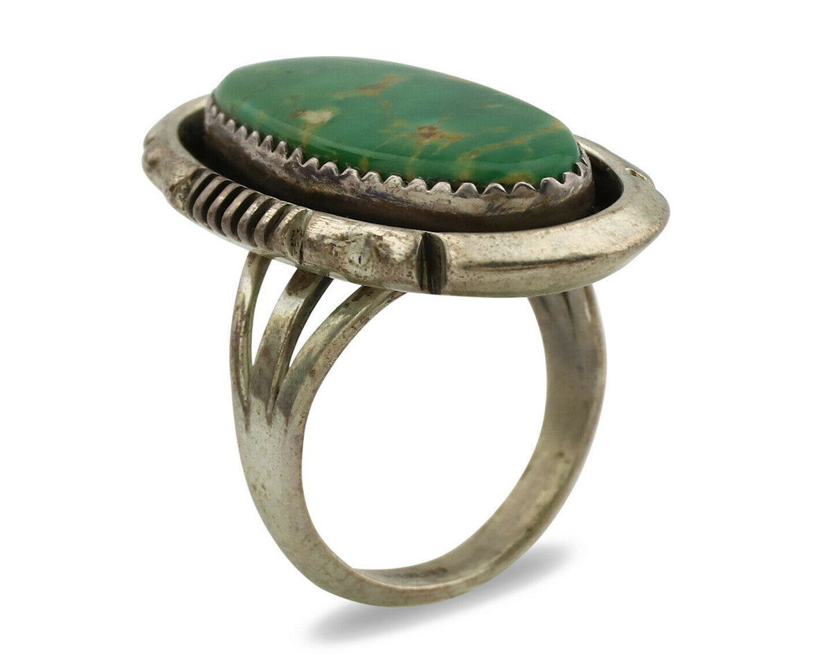 Navajo Ring .925 Silver Kingman Turquoise Artist Signed M Begay C.1980's