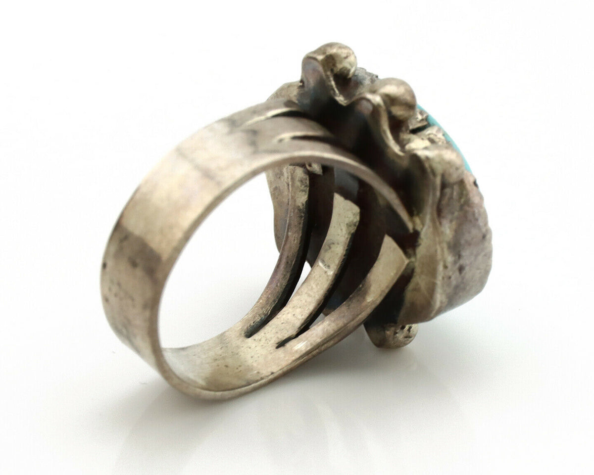 Navajo Ring .925 Silver Blue Turquoise Native American Artist C.1980's