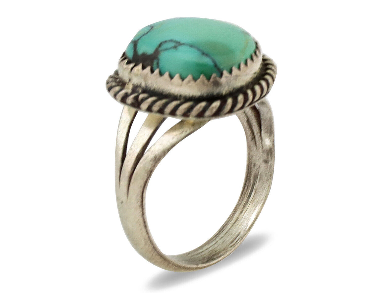 Navajo Ring .925 Silver Natural Turquoise Native American Artist C.1980's