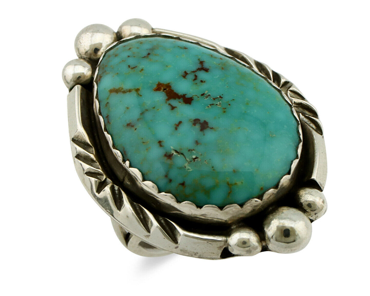 Navajo Ring .925 Silver Turquoise Mountain Native American Artist C.80's