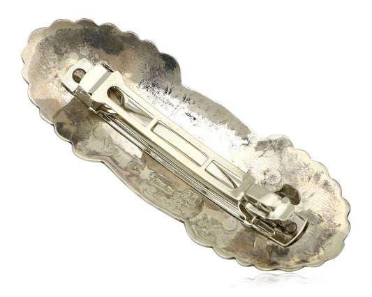 Navajo Hair Clip Barrette .925 Silver Hand Stamped Artist Signed C Montoya C80s