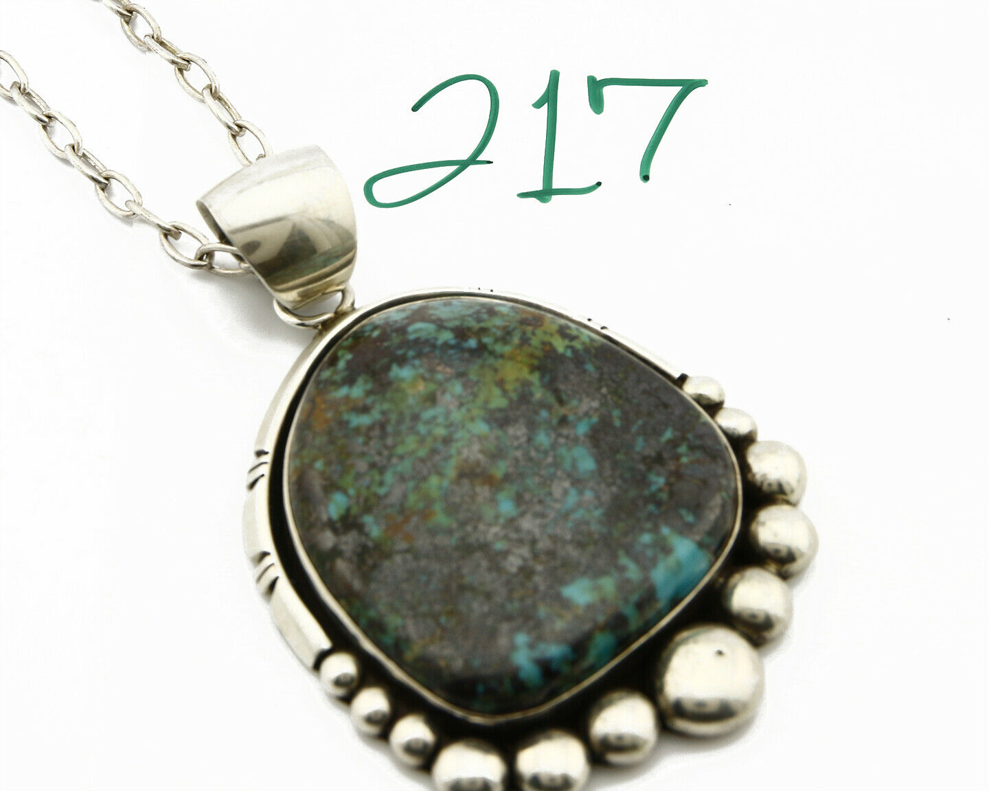 Old Pawn Navajo Signed "D" Natural Mined Blue Diamond Turquoise .925 Necklace