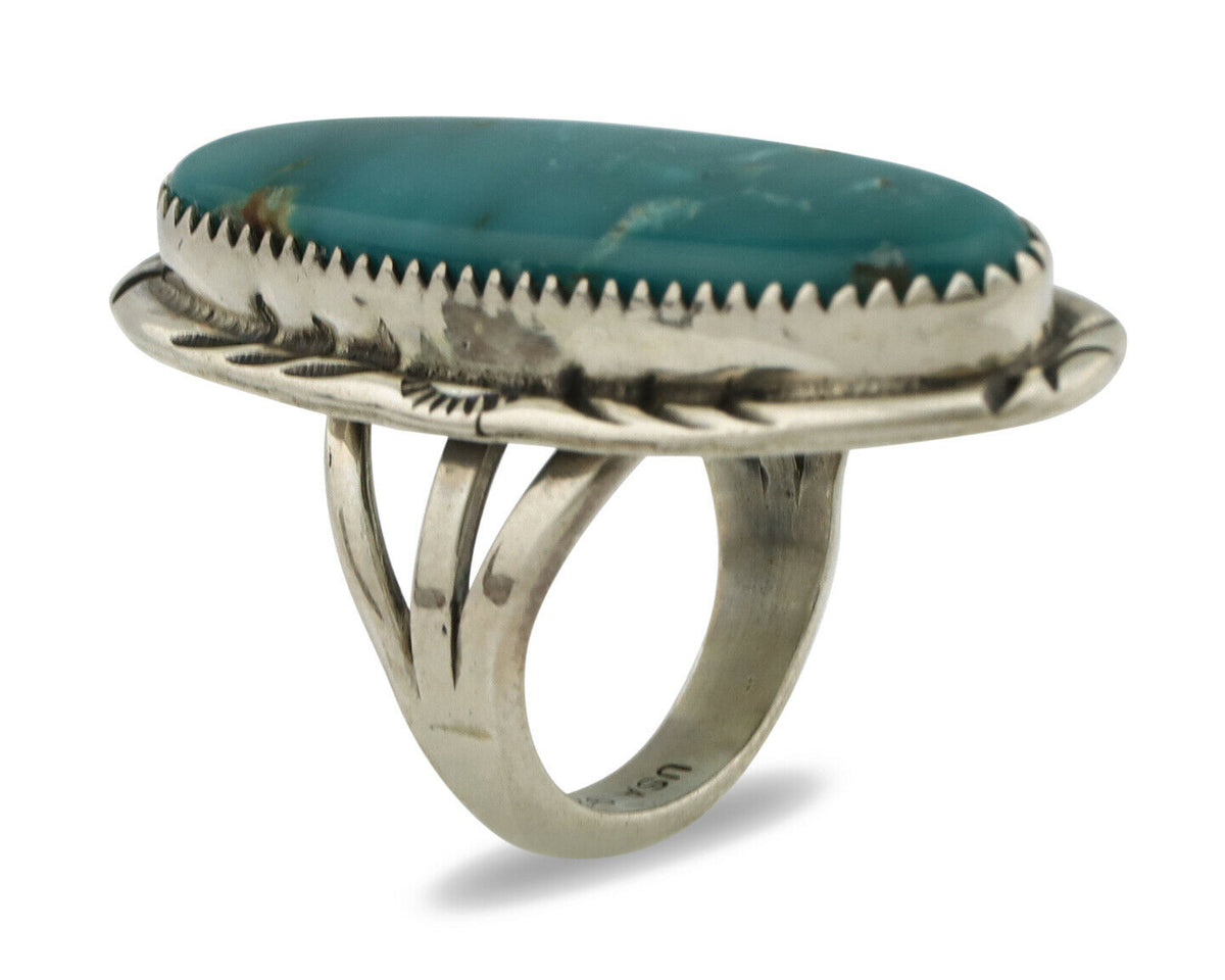 Navajo Ring .925 Silver Blue Southwest Turquoise Artist Signed USA C.80's