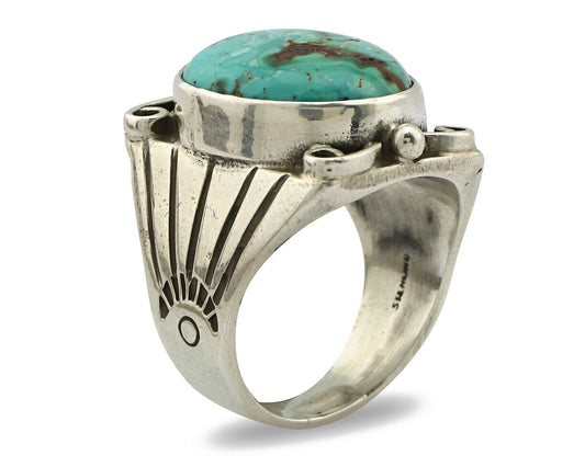 Navajo Ring .925 Silver Royston Turquoise Native American Artist C.80's