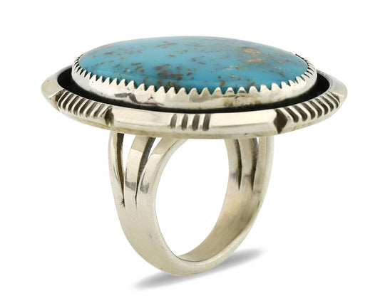 Navajo Ring 925 Silver Natural Southwest Turquoise Signed William Denetdale C80s