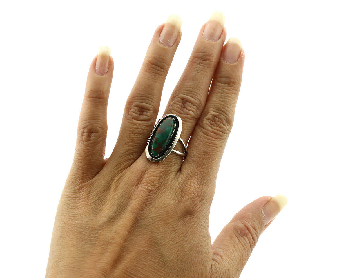 Navajo Ring .925 Silver Turquoise Mountain Native American C.80's