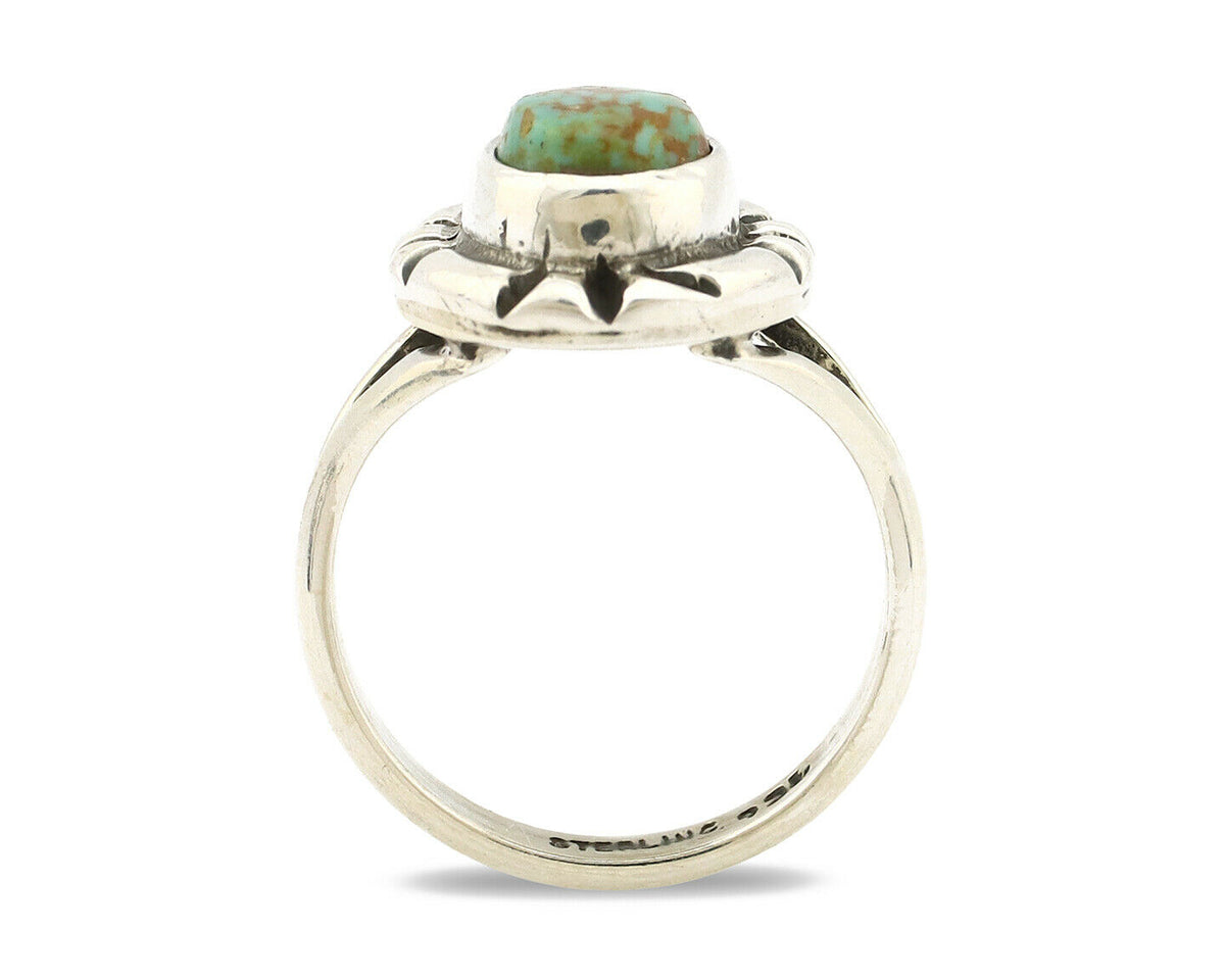 Navajo Ring .925 Silver Kingman Turquoise Artist Signed Gecko C.90's