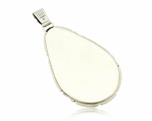 C. 1990 Rare Large Variscite Navajo Signed Begay .925 Silver Stamped Pendant