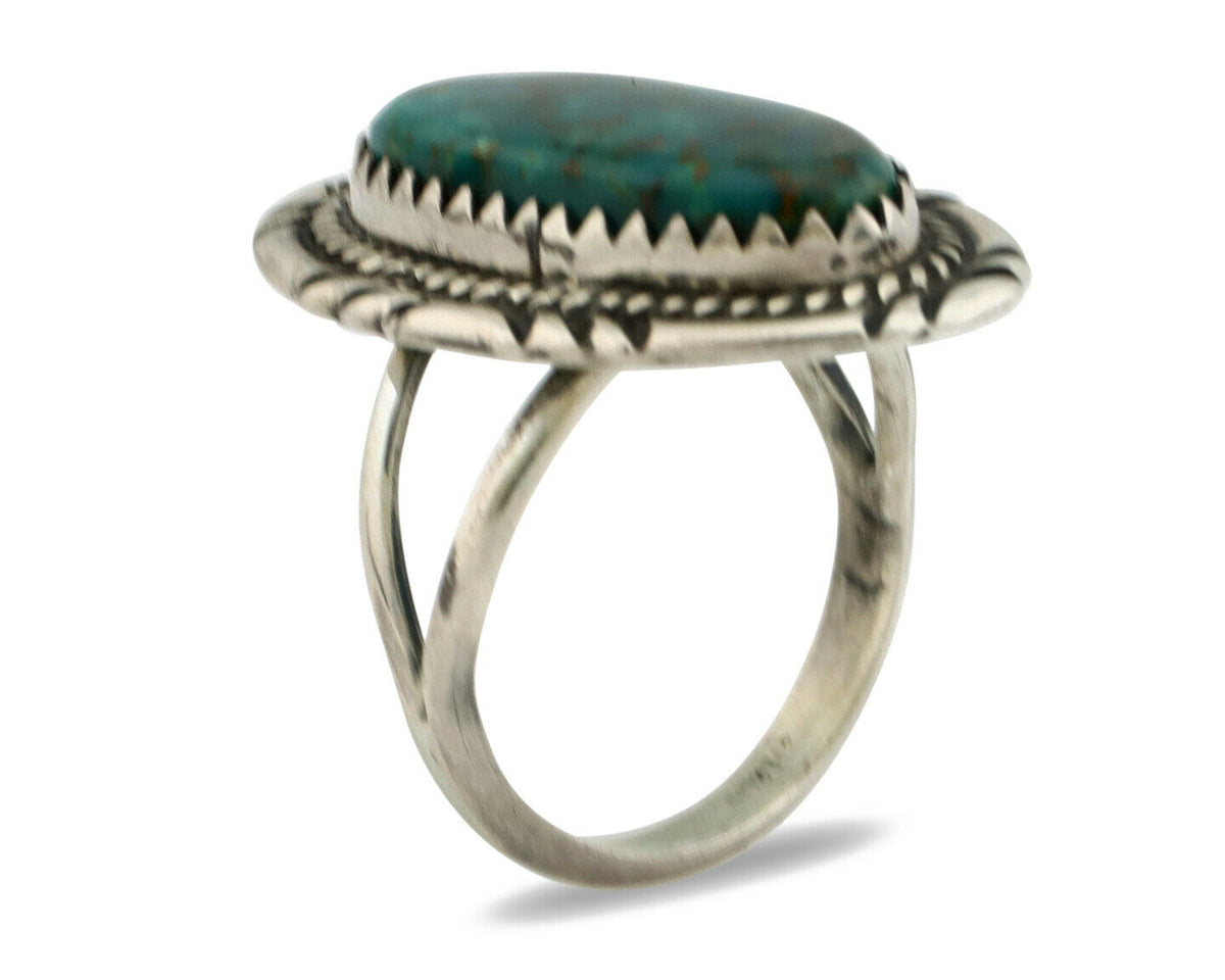 Navajo Ring .925 Silver Turquoise Mountain Signed M Begay C.80's