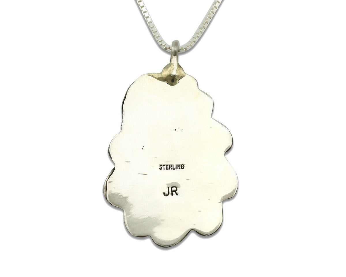 Navajo Necklace .925 Silver Nevada Turquoise Signed JR C.1980's
