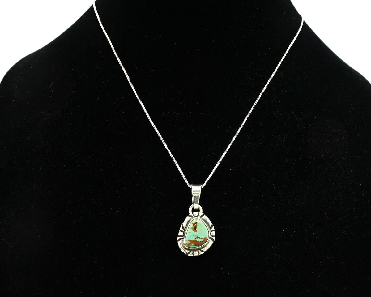 Navajo Necklace .925 Silver Kingman Turquoise Signed Gecko C.1980's