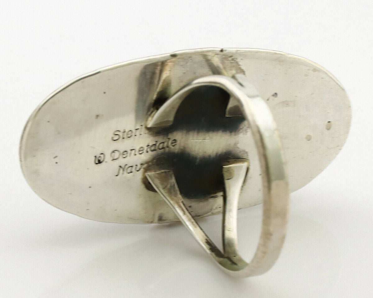 Navajo Ring .925 Silver Kingman Turquoise Native American Artist C.1980's