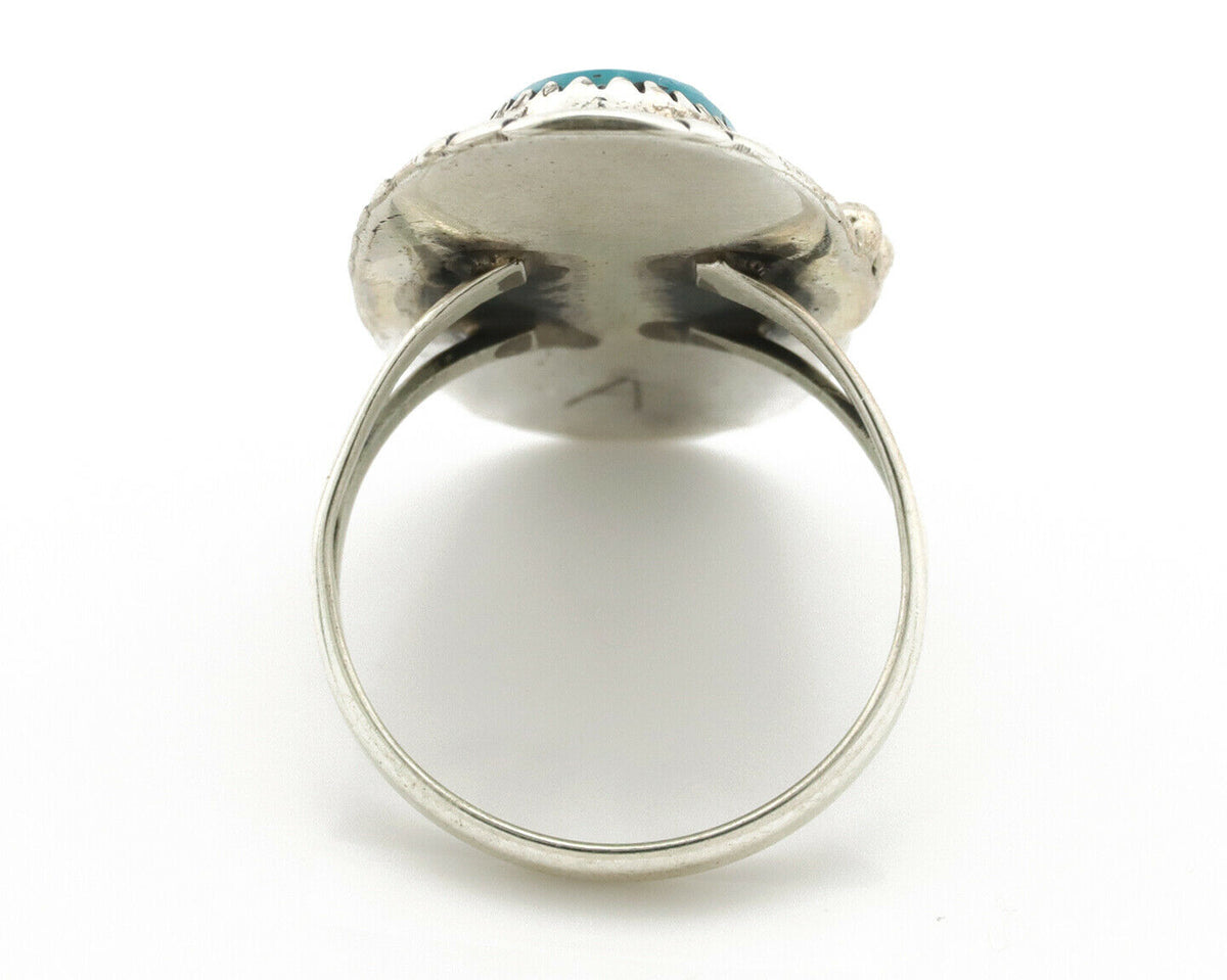 Navajo Ring .925 Silver Kingman Turquoise Native American Artist C.80's