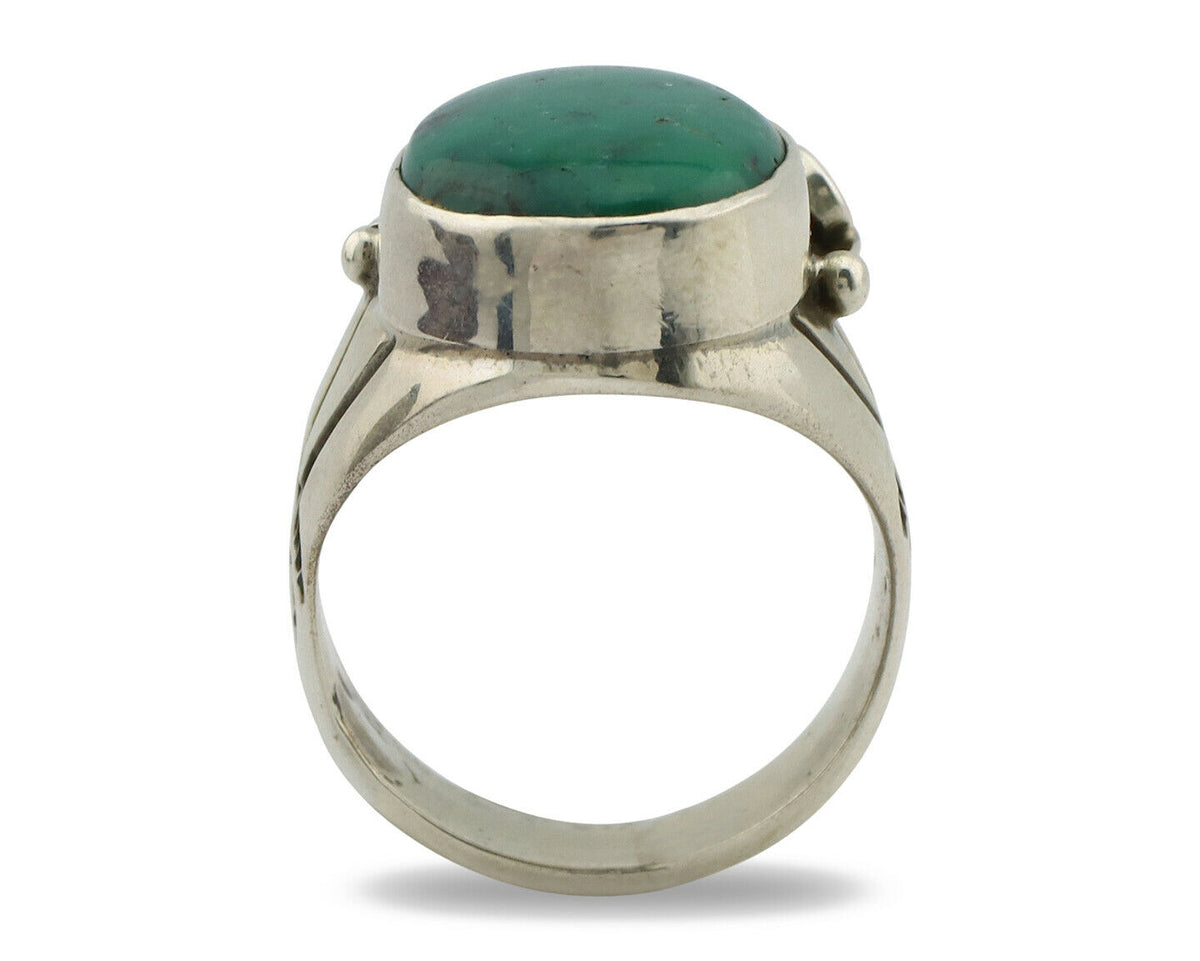 Navajo Ring .925 Silver Crescent Valley Turquoise Native Artist C.80's