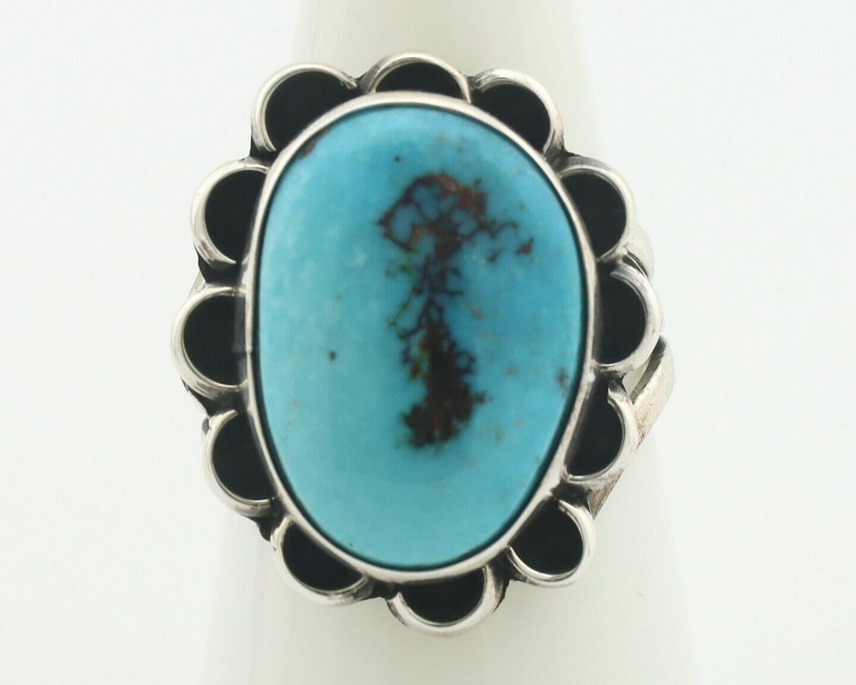 Navajo Ring .925 Silver Natural Blue Turquoise Native American Artist C.80's