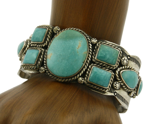 Navajo Bracelet .925 Silver South West Turquoise Artist Native American C.80's