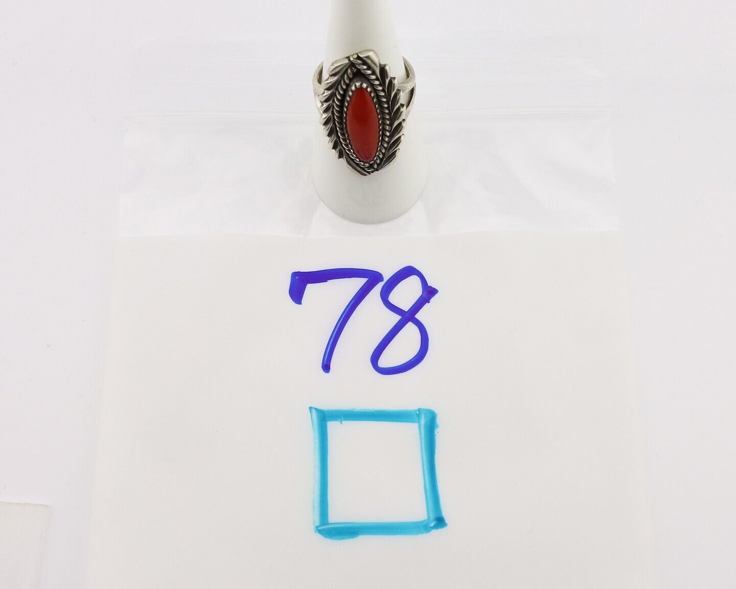 Navajo Handmade Ring 925 Silver Natural Coral Artist Signed K Montoya C.80's