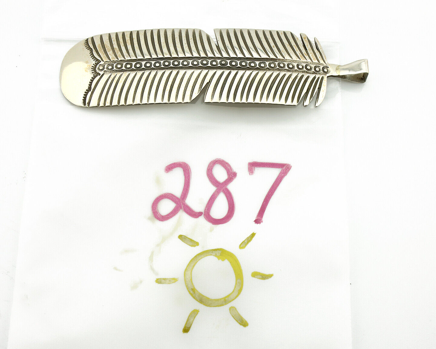 Navajo Hair Clip Barrette 925 Silver Hand Stamped Native Artist Signed BD C.80's