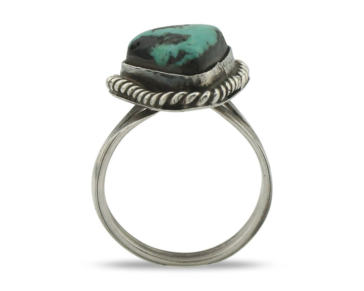 Navajo Handmade Ring .925 Silver Southwest Turquoise Native Artist C.80's
