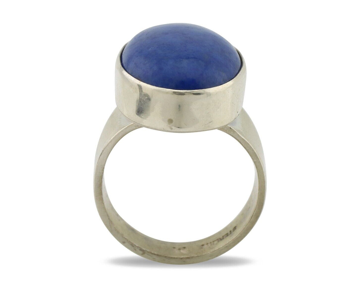 Navajo Ring 925 Silver Natural Lapis Artist Signed Wilbur Musket Jr C.80's