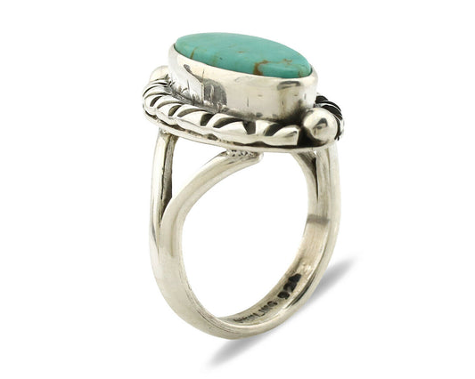 Navajo Ring .925 Silver Natural Mined Turquoise Artist Signed Gecko C.80's