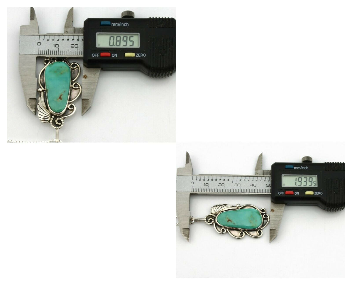 Navajo Necklace .925 Silver Kingman Turquoise Native Artist C.1980's