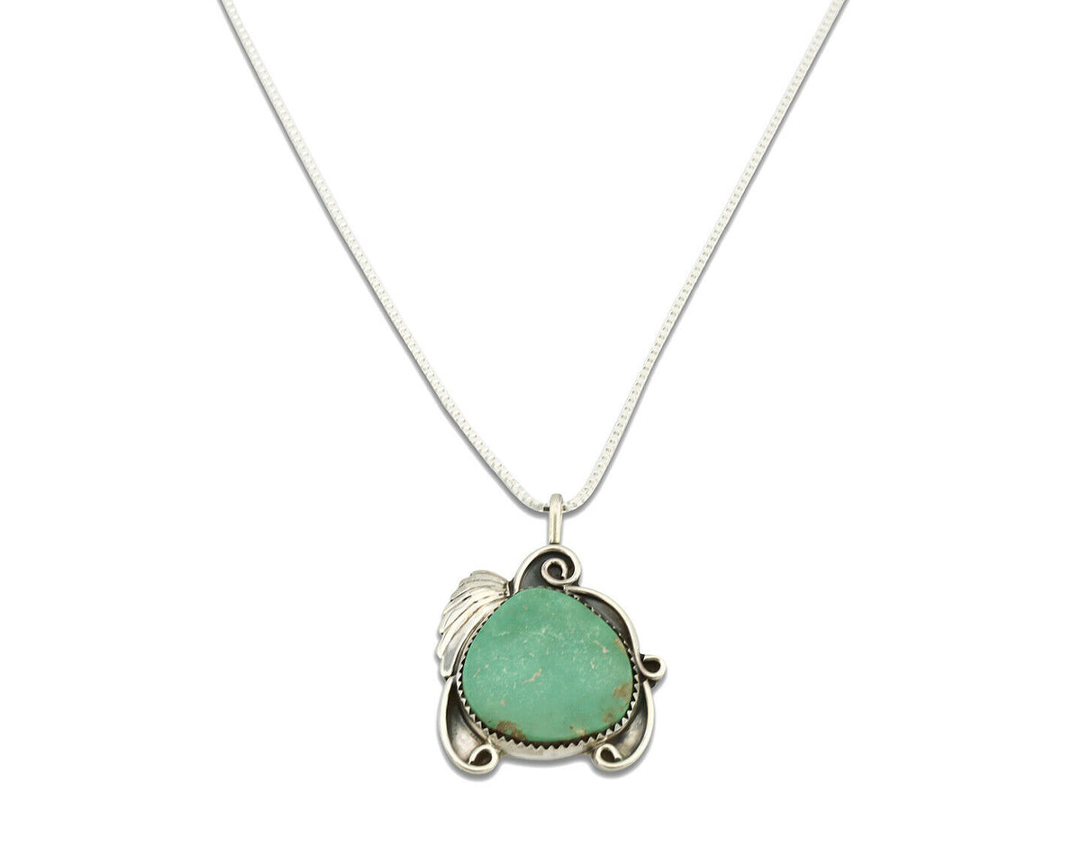 Navajo Necklace .925 Silver Kingman Turquoise Native Artist C.1980's