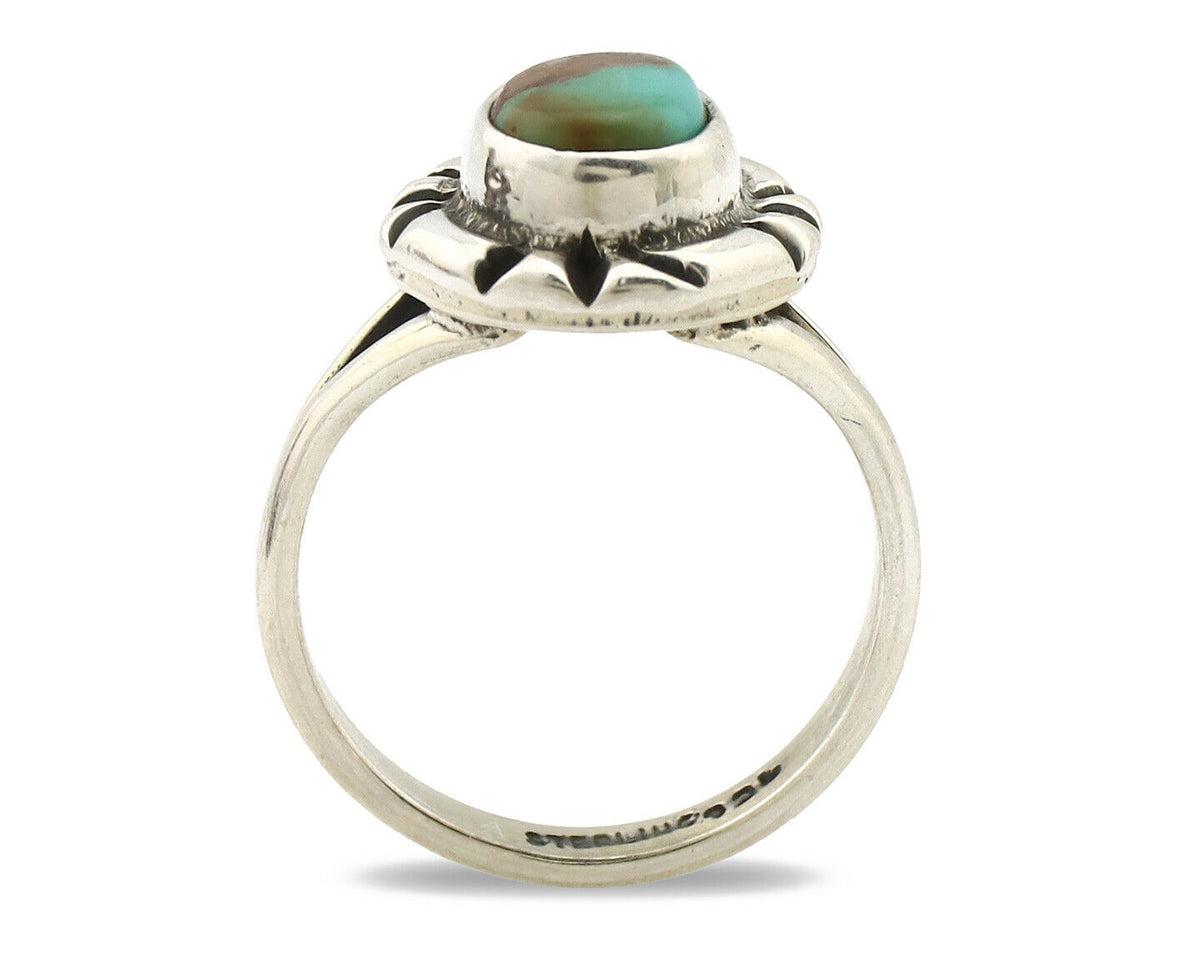 Navajo Ring .925 Silver Kingman Turquoise Artist Signed Gecko C.90's