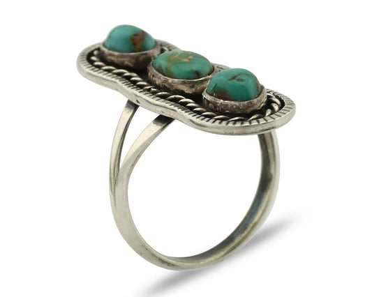 Navajo Ring .925 Silver Natural Blue Turquoise Native American Artist C.80's
