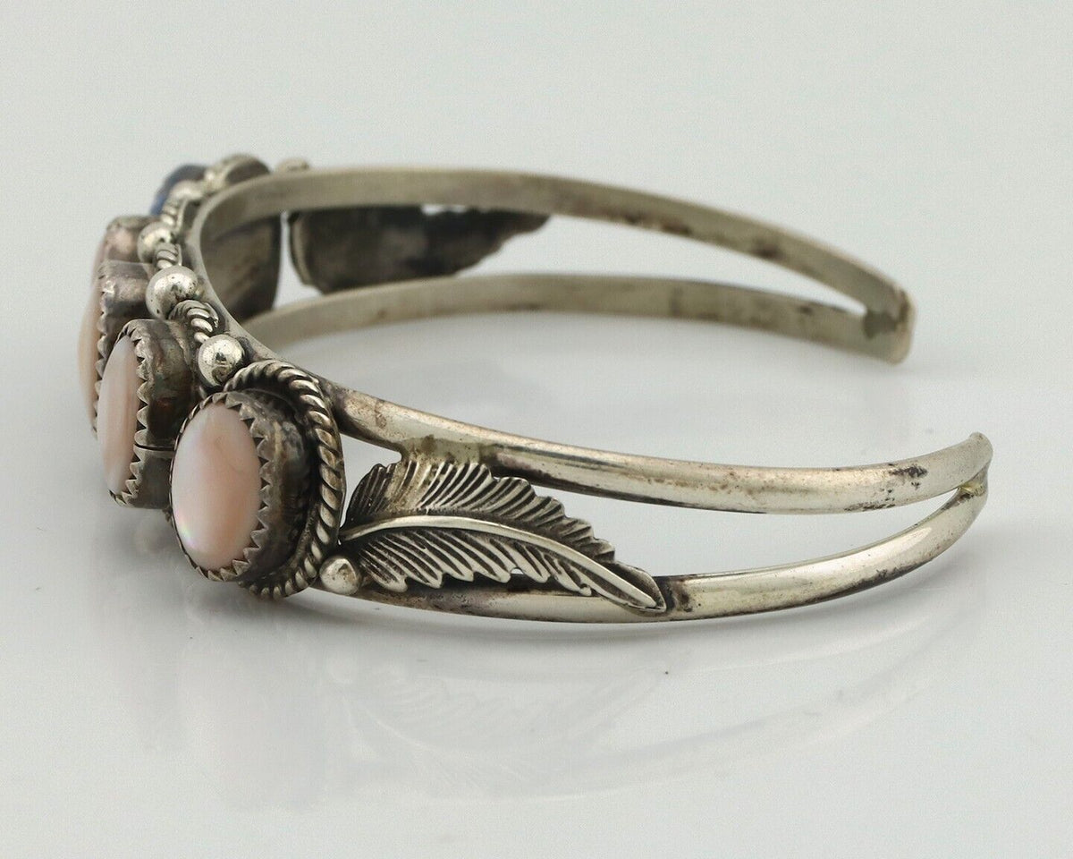 Women's Navajo Bracelet 925 Silver Natural Pink Mussel Native American C.80's