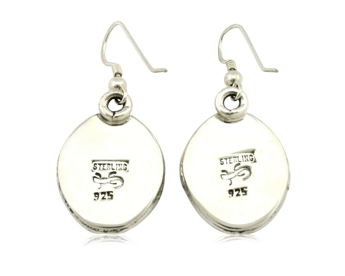 Navajo Earrings .925 Silver Kingman Turquoise Native American Artist C.80's