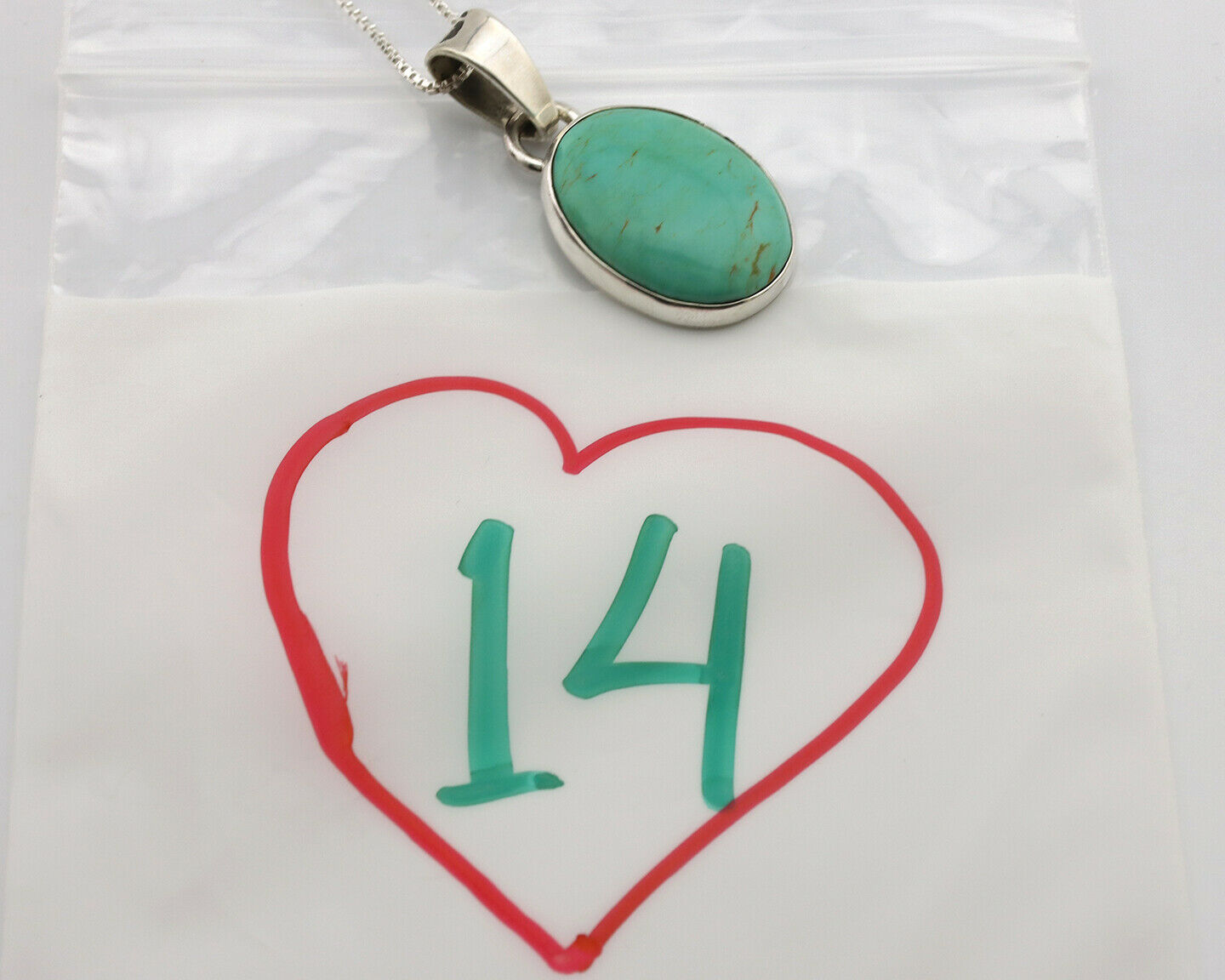 Navajo Necklace .925 Silver Kingman Turquoise Signed Gecko C.80's