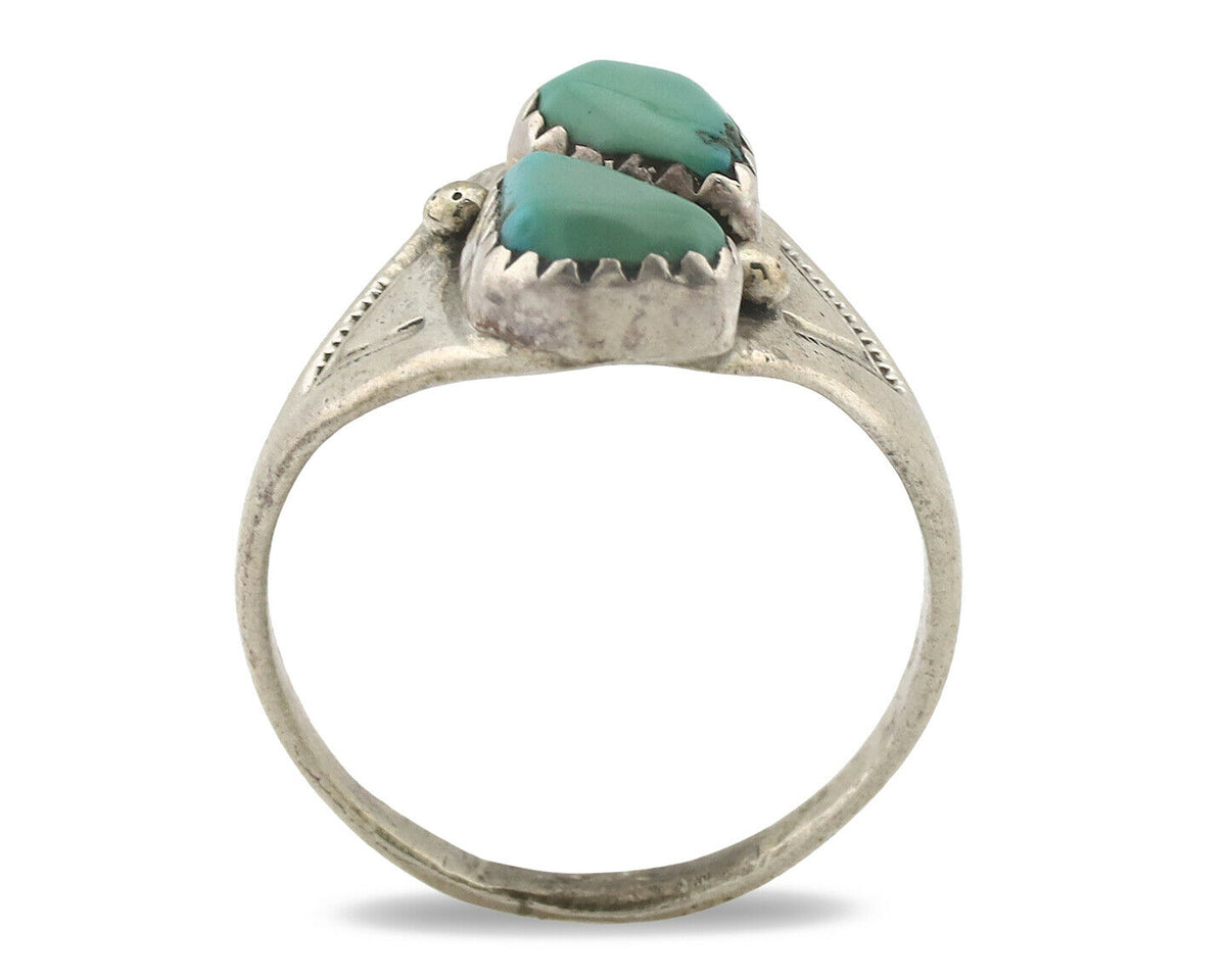 Zuni Ring .925 Silver Natural Blue Turquoise Native American Artist C.1980's