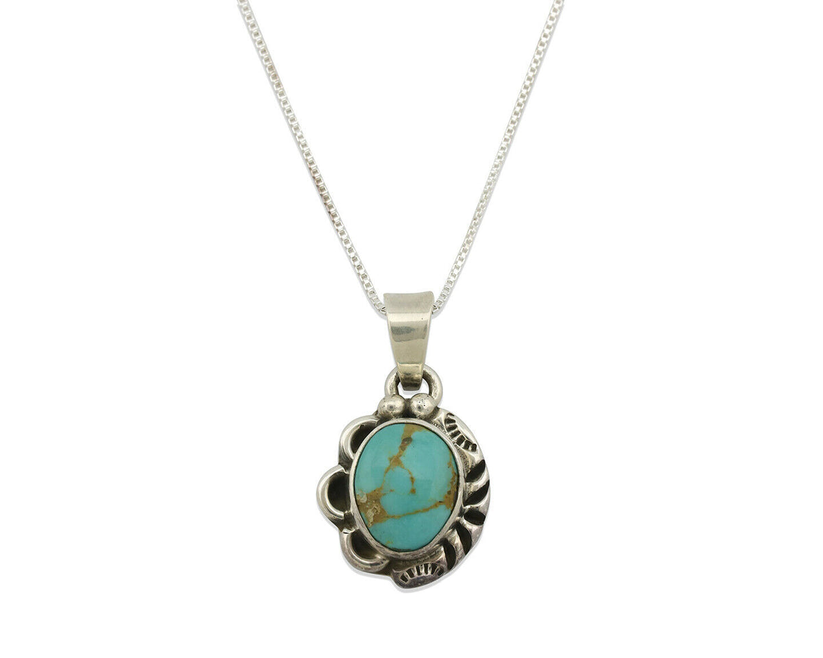 Navajo Pendant .925 Silver Kingman Turquoise Artist Signed Gecko C.80's