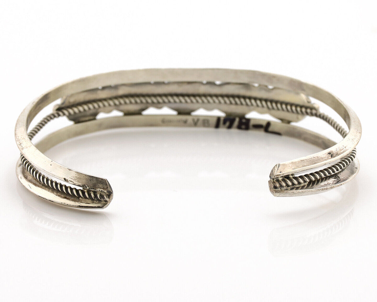 Navajo Bracelet .925 Silver Natural Blue Southwest Turquoise Signed UB C.80's