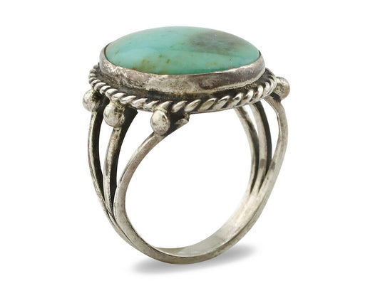 Navajo Ring .925 Silver Arizona Turquoise Handmade Native American Artist C80s