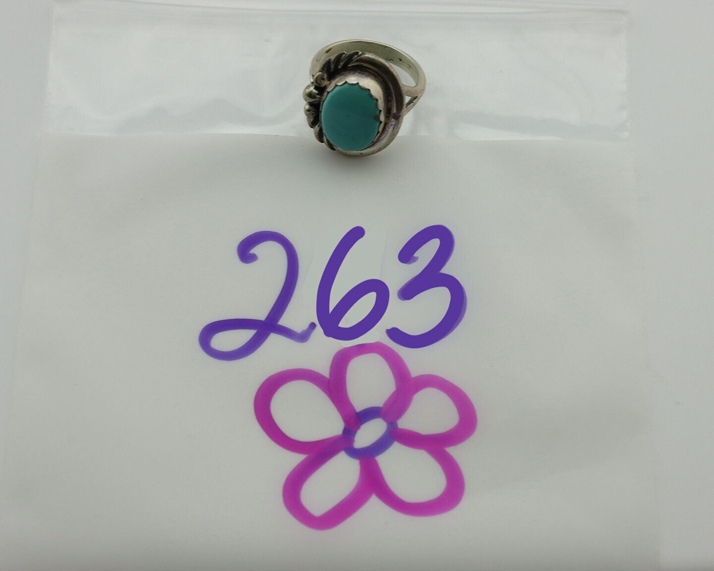 Navajo Ring .925 Silver Natural Blue Turquoise Native American Artist C.1980's