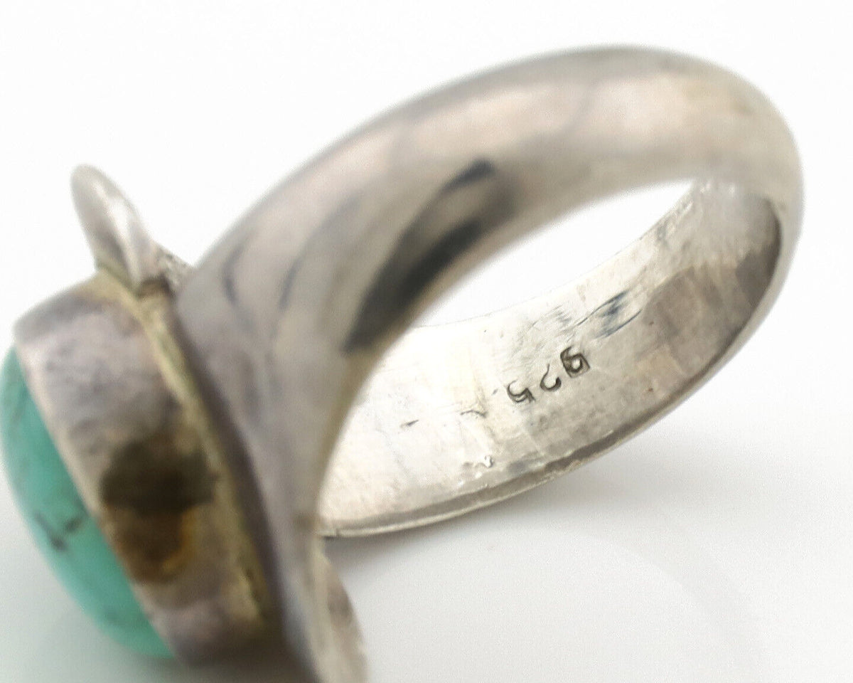 Navajo Ring .925 Silver Natural Turquoise Handmade Native American Artist C.80s
