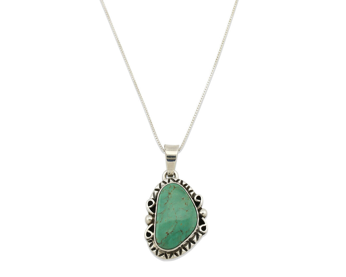 Navajo Pendant .925 Silver Kingman Turquoise Artist Signed Gecko C.80's