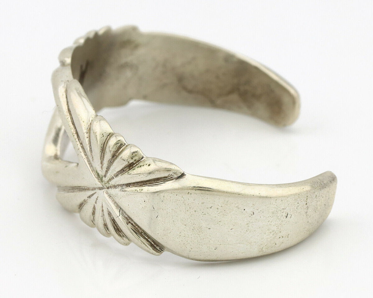 Navajo Sand Cast Bracelet .925 Silver Native American Artist Circa 1980's