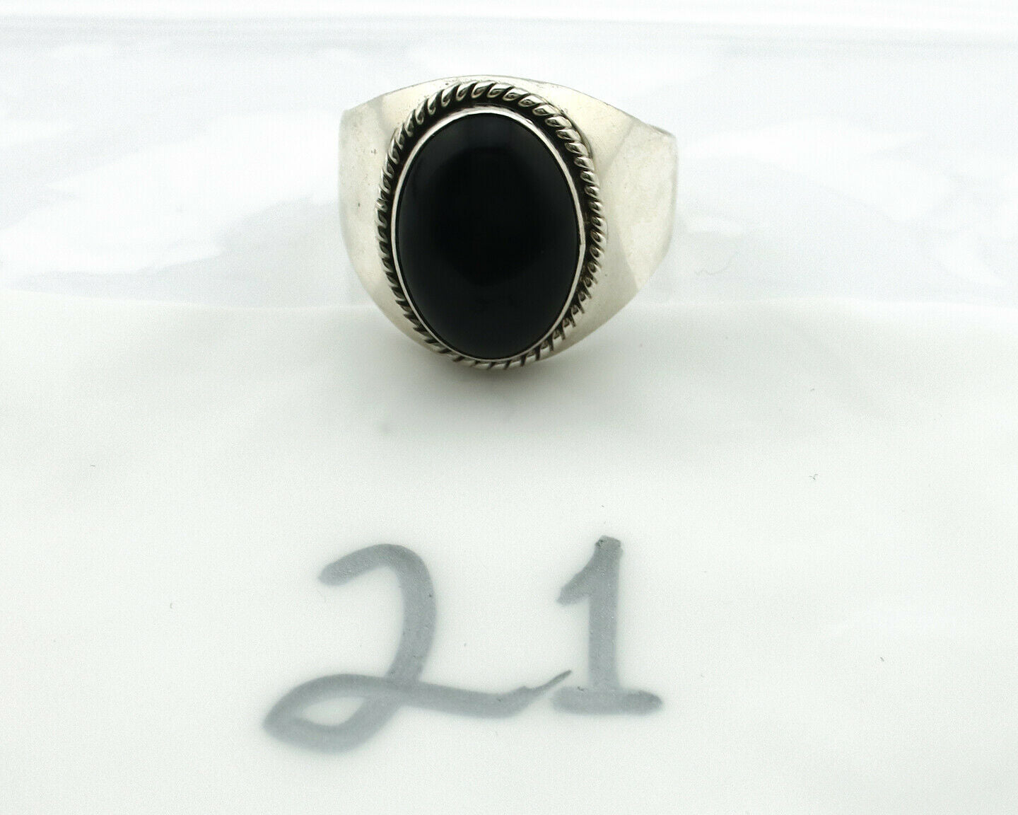 Navajo Ring .925 Silver Handmade Black Onyx Native American Artist C.80's