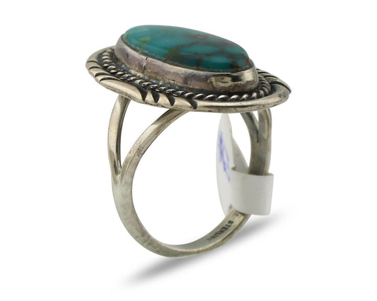 Navajo Ring .925 Silver Blue Gem Turquoise Artist Signed M Begay C.80's
