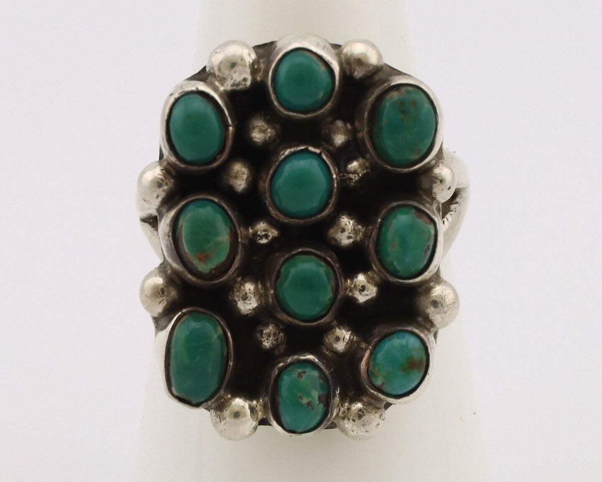Navajo Ring .925 Silver Natural Blue Turquoise Native American Artist C.80's