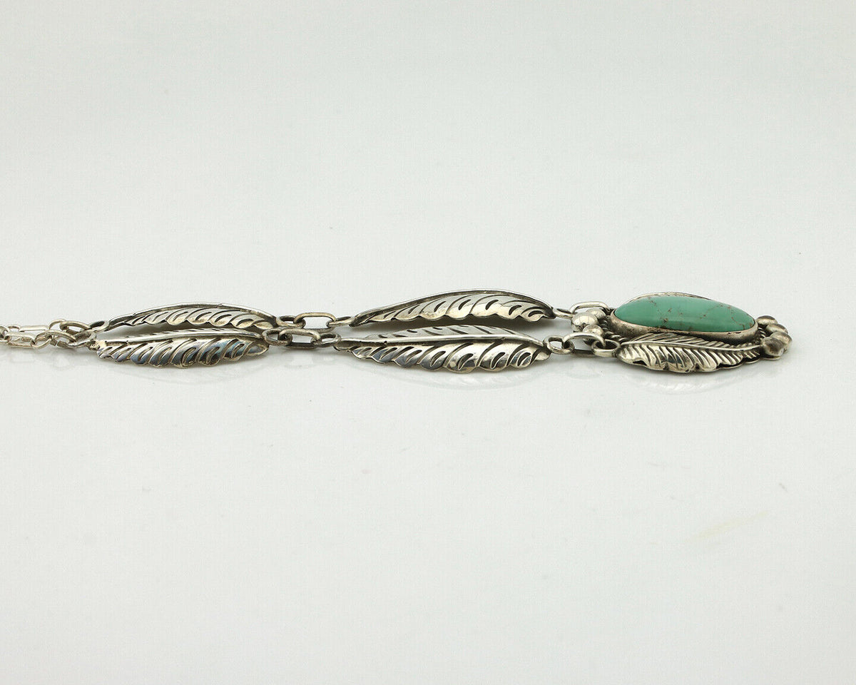 Navajo Necklace 925 Silver Natural Blue Turquoise Signed Native Artist C.80's